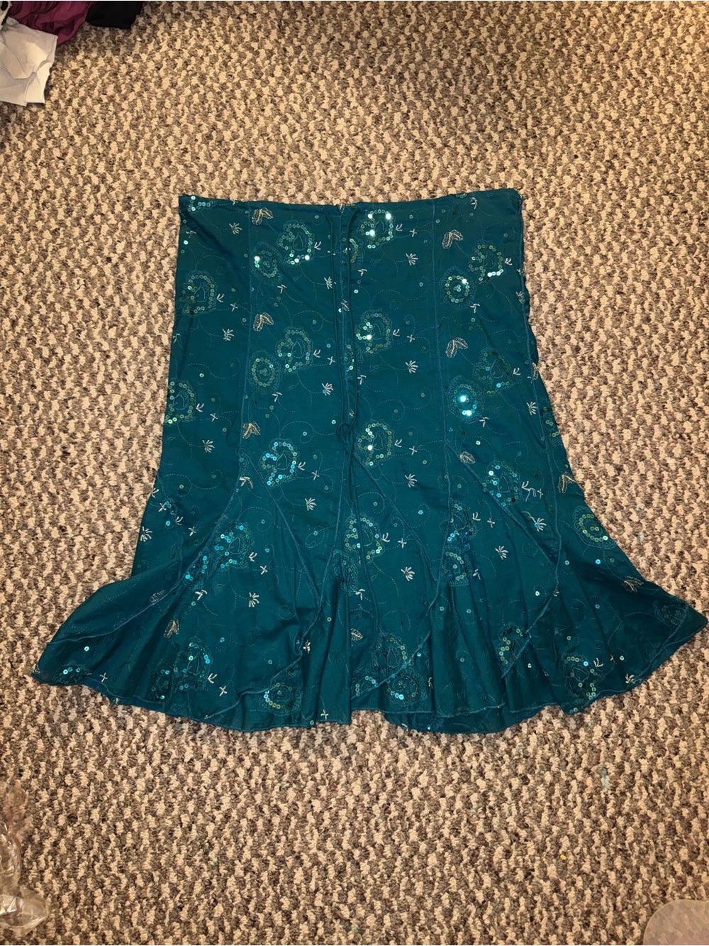 Women’s Vintage Heart Soul Embroidered Sequin Midi Skirt Size Medium